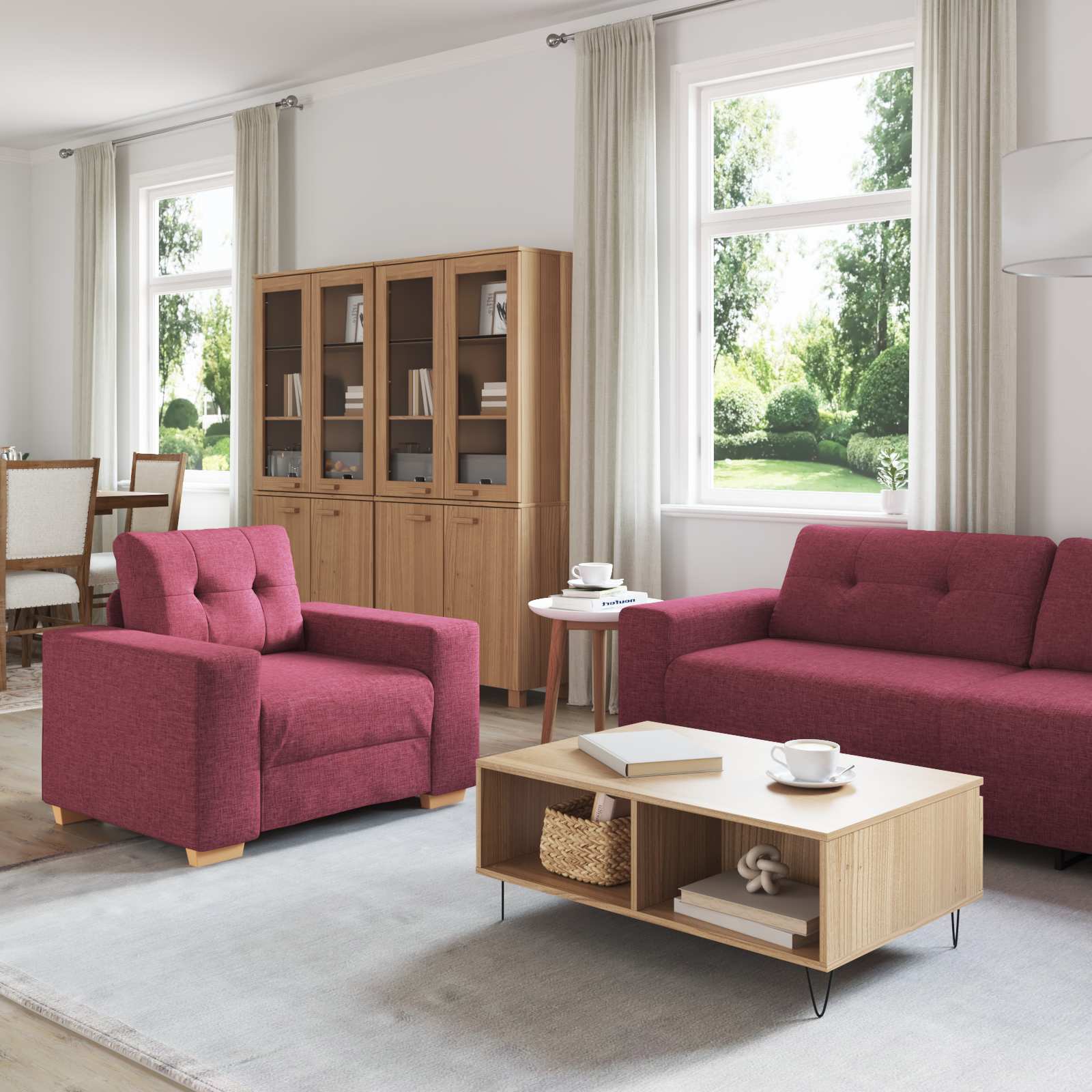 Sofa 3 stk. Wind Rot Stoff