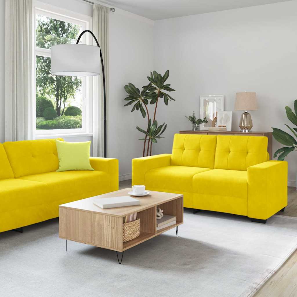 Sofa Set 3 stk. Gelb Samt