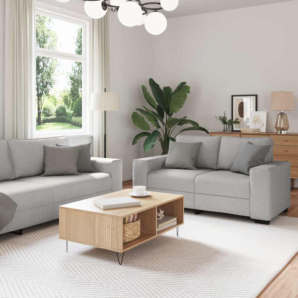 3-teiliges Sofa-Set mit Kissen, wolkengrauer Stoff