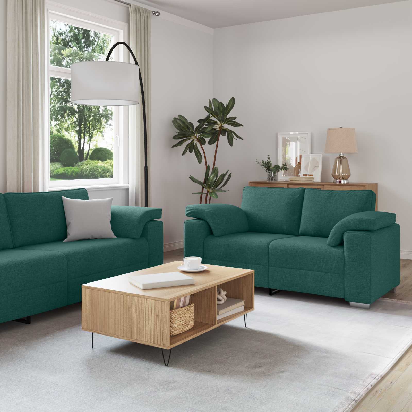 Sofa 3 stk. Dunkelgrün Stoff