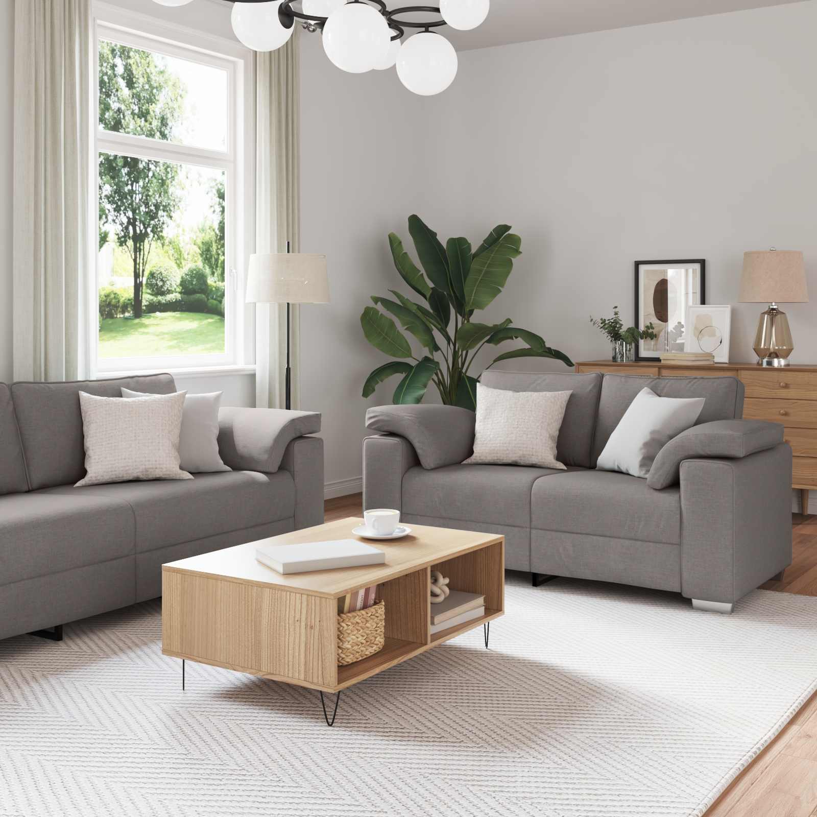 Sofa 3 stk. Taupe Stoff
