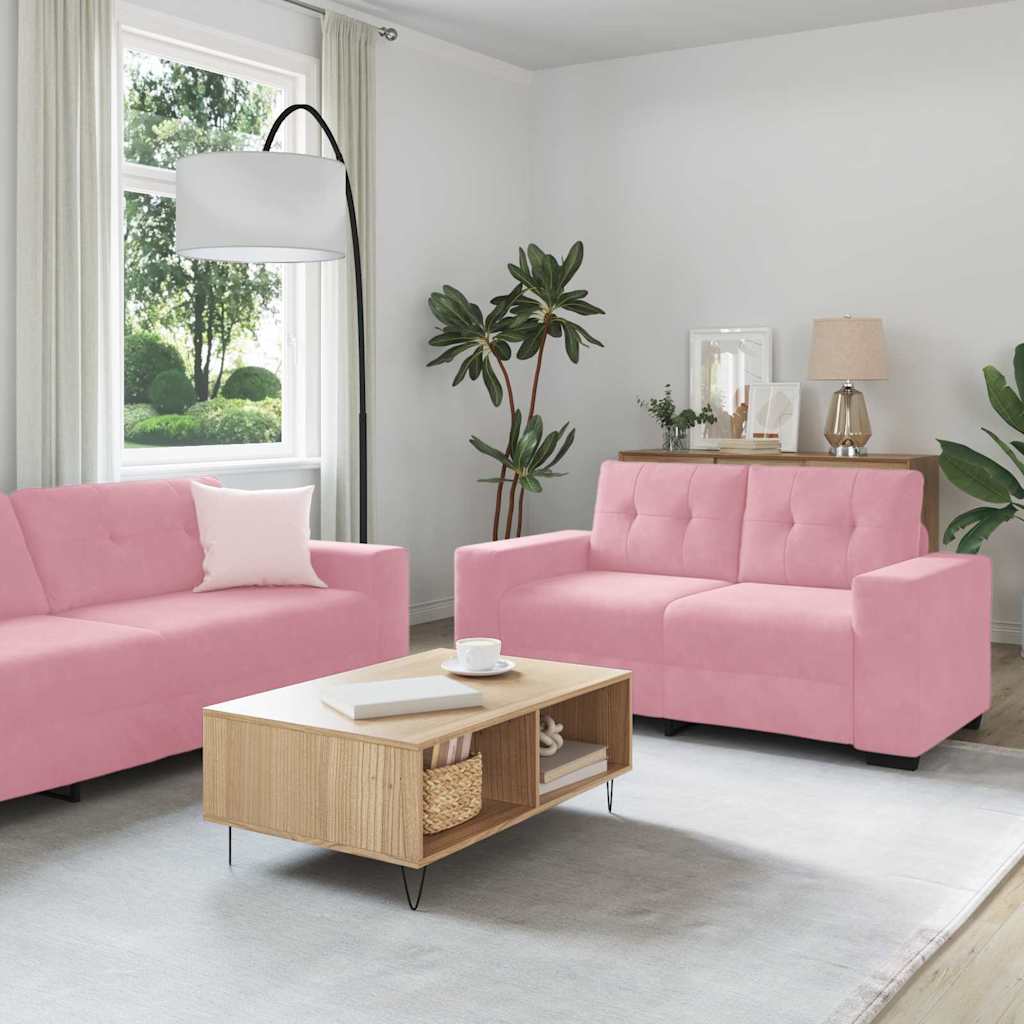 Sofa 2 Stk. Rosa Samt