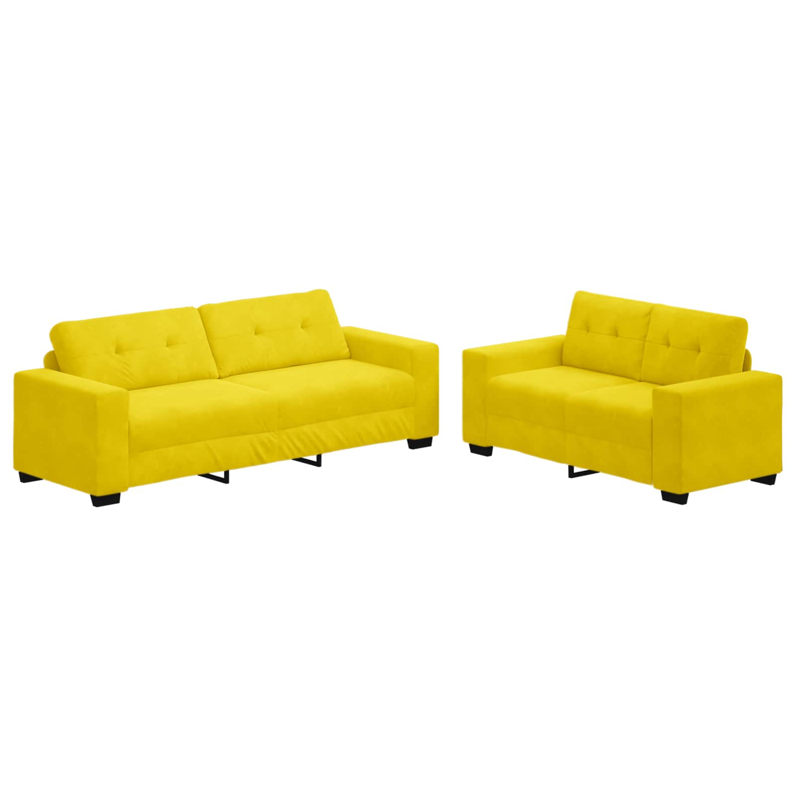 Sofa 2 Stk. Gelb Samt
