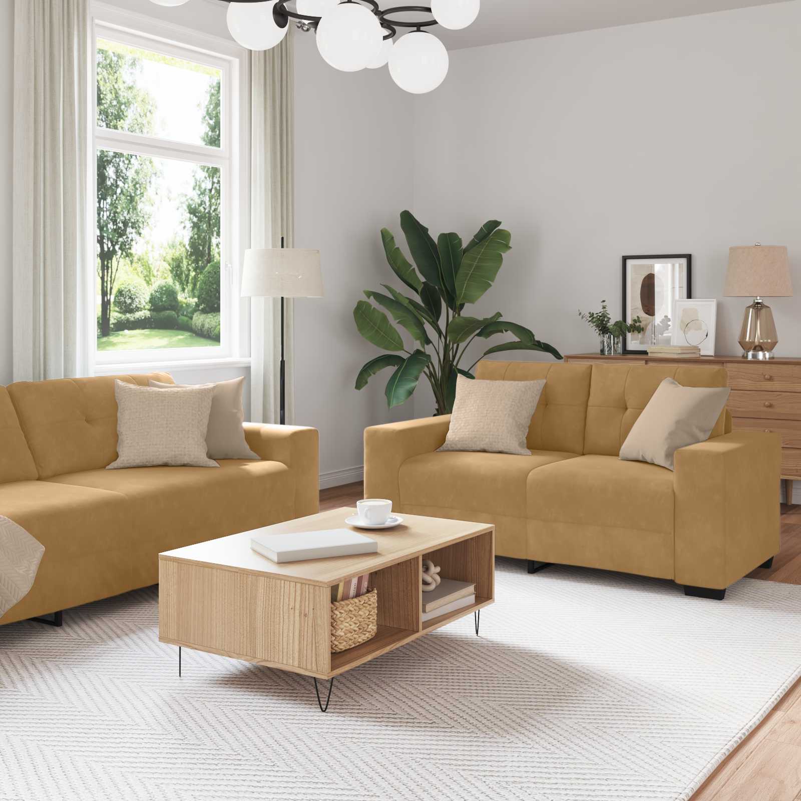 Sofa 2 Stk. Braun Samt