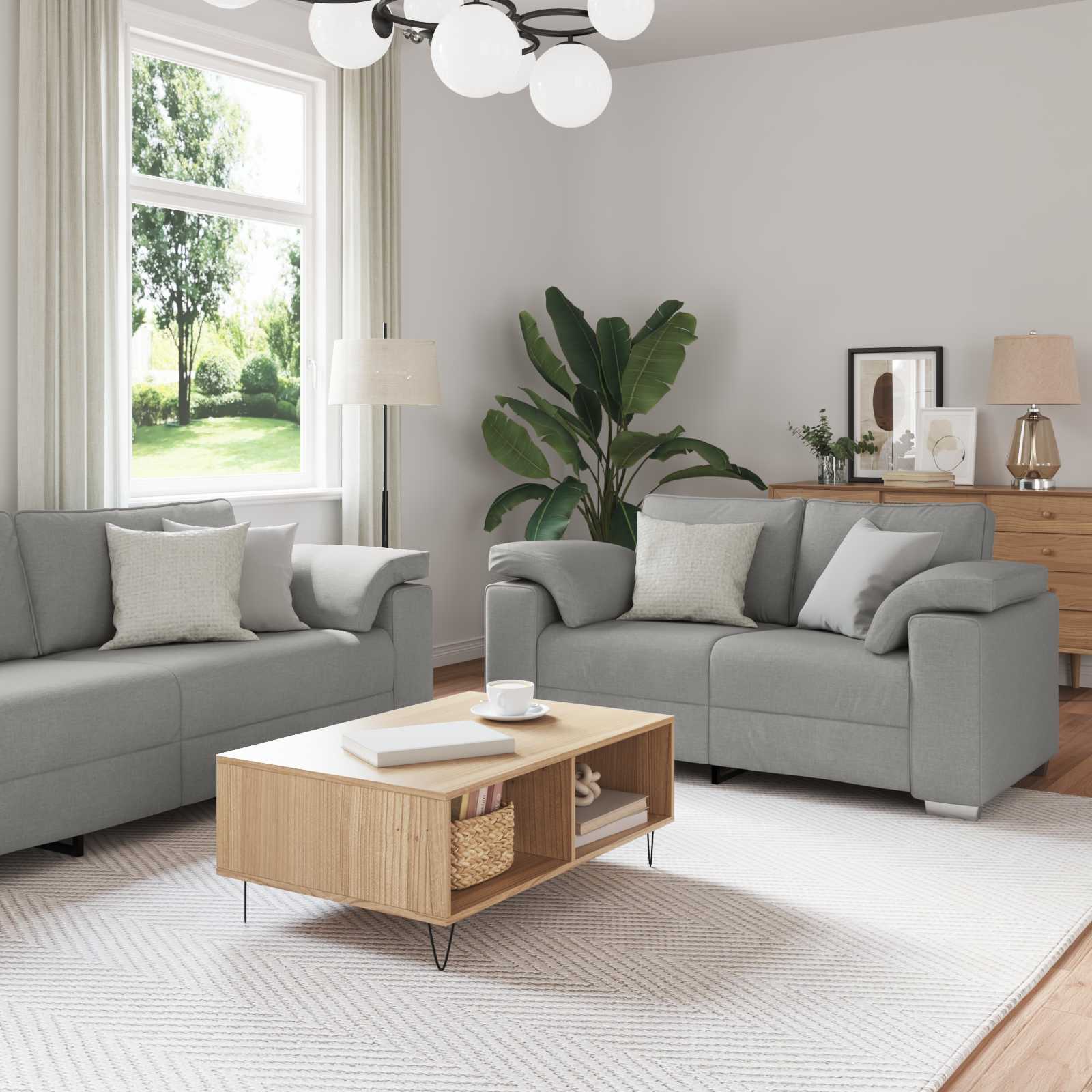 Sofa 2 stk. Wolkengrau Stoff