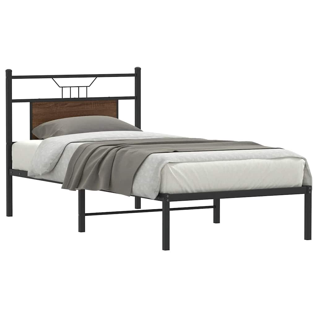Bettgestell ohne Matratze Braun Eiche 75x190 cm Holzwerkstoff