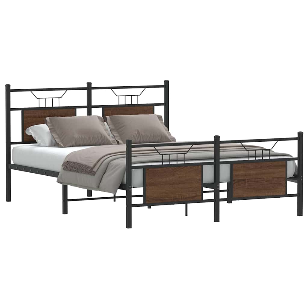 Bettgestell ohne Matratze Braun Eiche 140x190 cm Holzwerkstoff