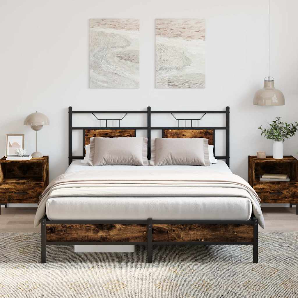 Bettgestell ohne Matratze Räuchereiche 137x190 cm Holzwerkstoff
