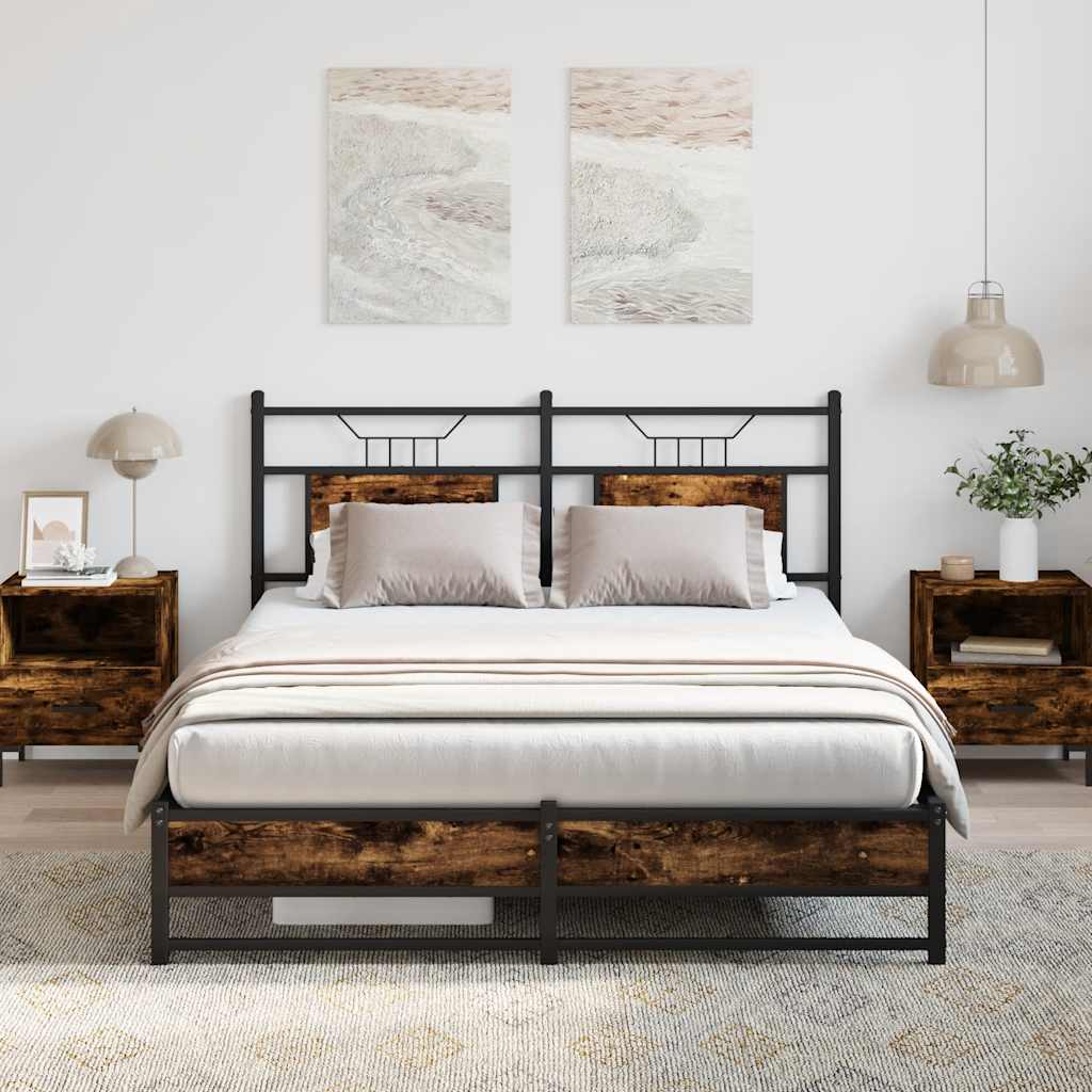 Bettgestell ohne Matratze Räuchereiche 140x200 cm Holzwerkstoff