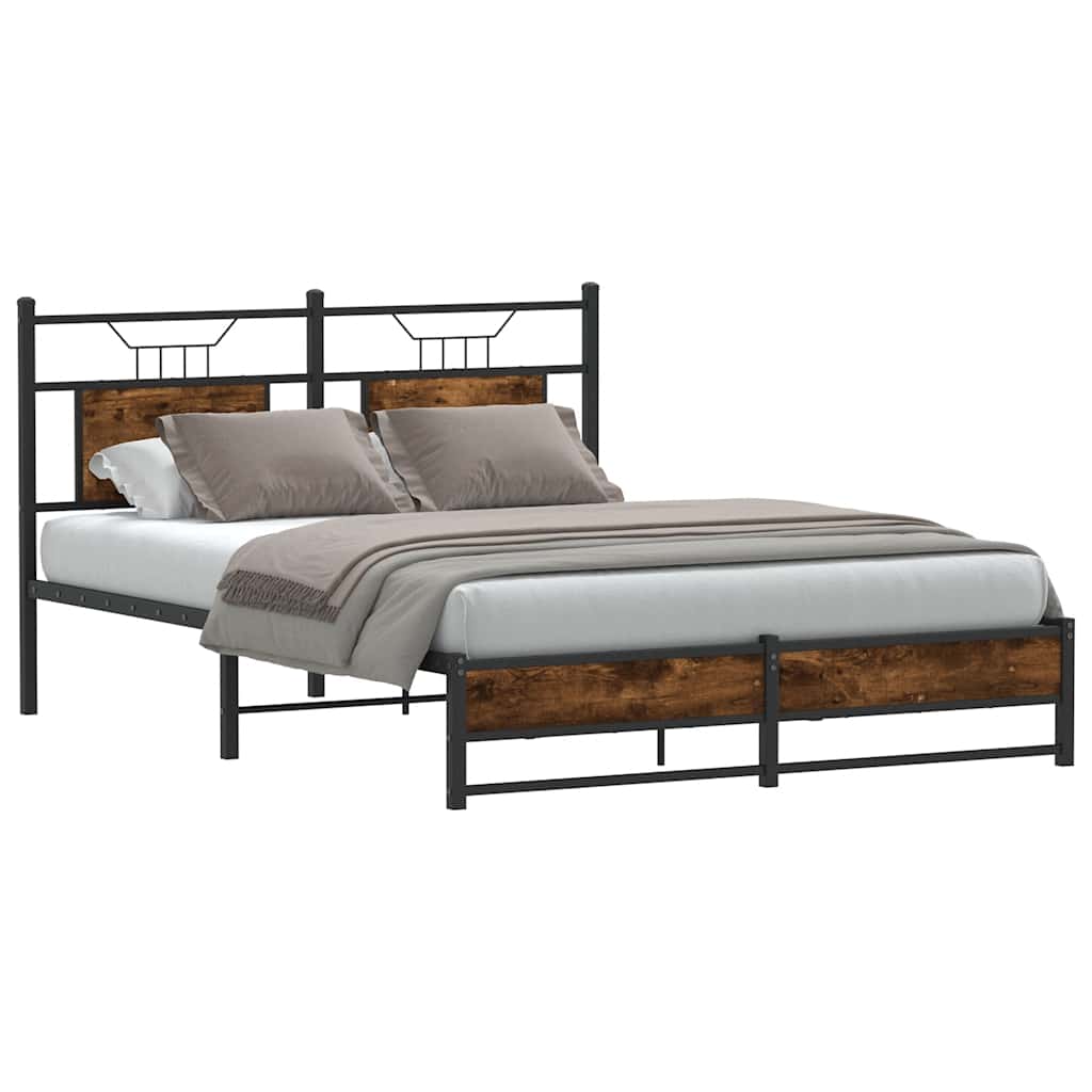 Bettgestell ohne Matratze Räuchereiche 150x200 cm Holzwerkstoff
