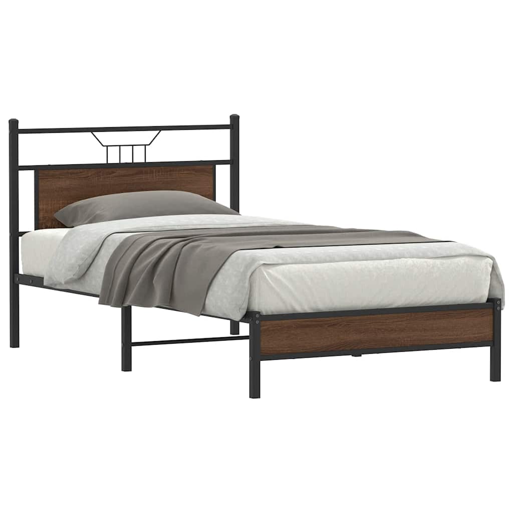 Bettgestell ohne Matratze Braun Eiche 100x190 cm Holzwerkstoff