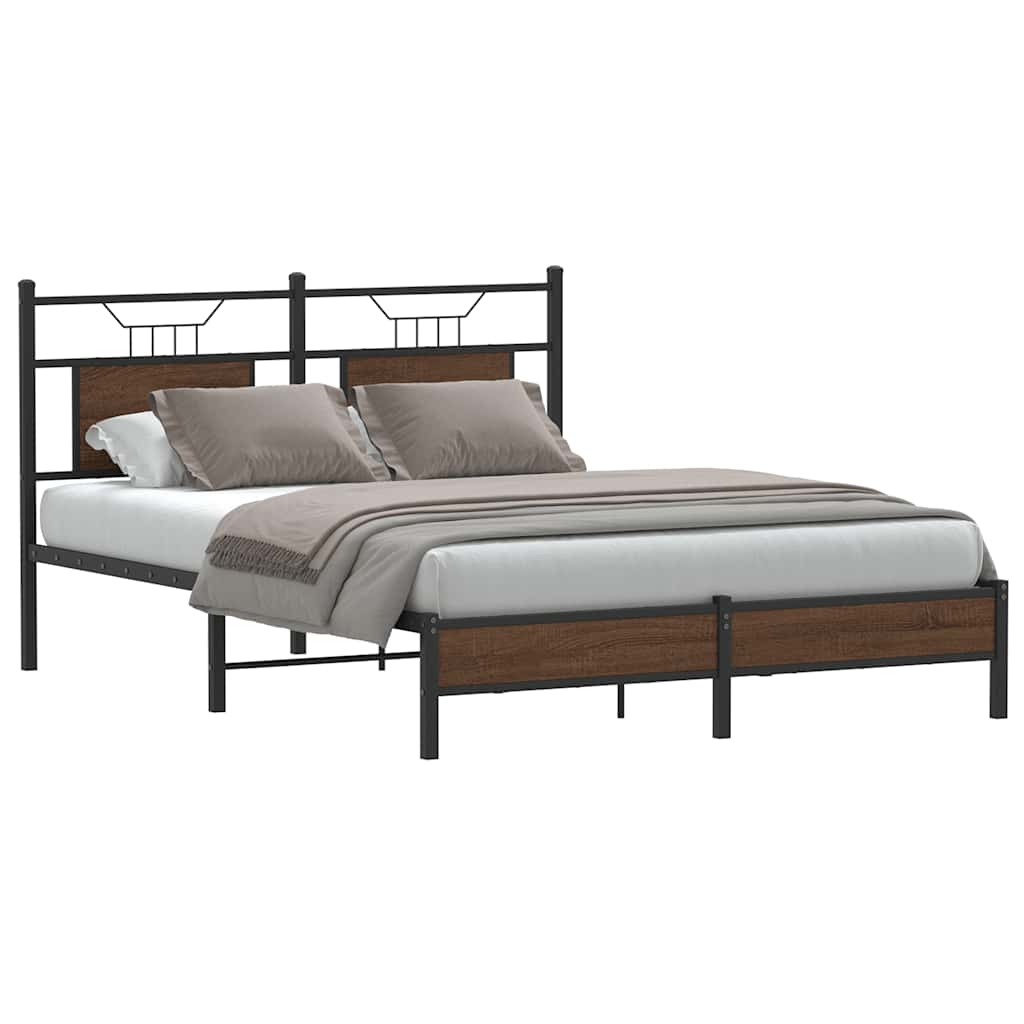 Bettgestell ohne Matratze Braun Eiche 150x200 cm Holzwerkstoff