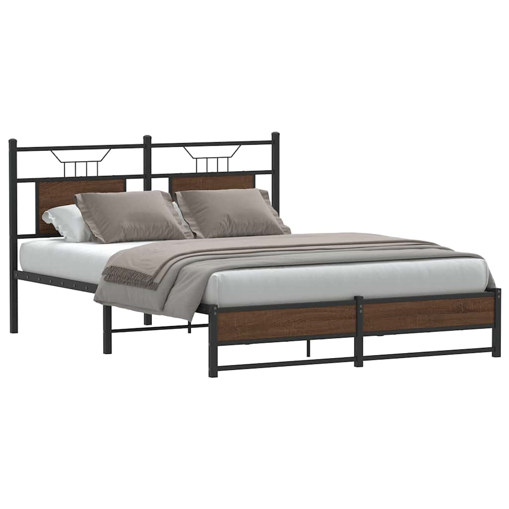 Bettgestell ohne Matratze Braun Eiche 137x190 cm Holzwerkstoff