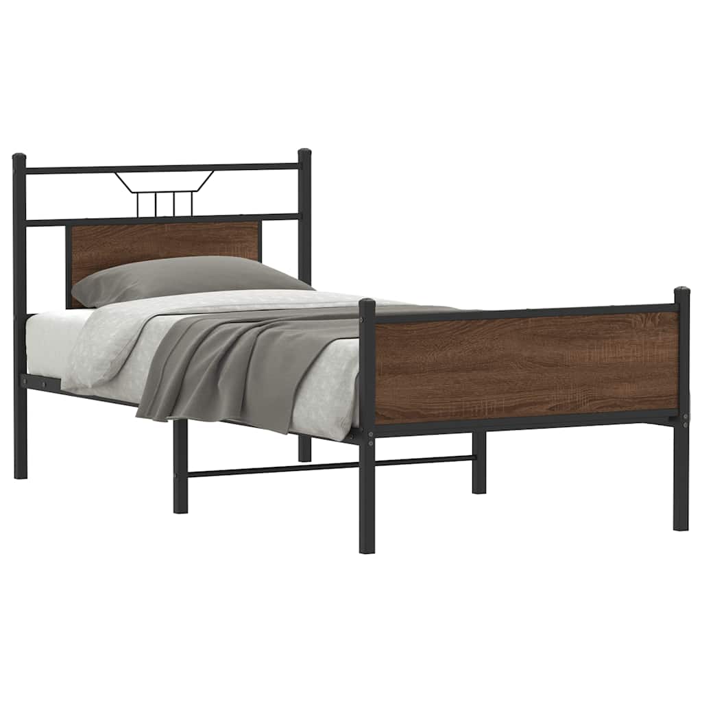 Bettgestell ohne Matratze Braun Eiche 75x190 cm Holzwerkstoff