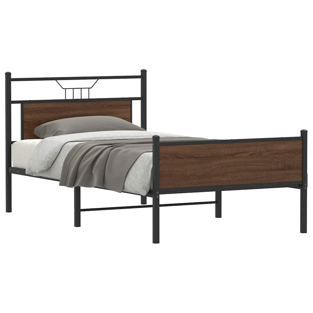 Bettgestell ohne Matratze Braun Eiche 100x190 cm Holzwerkstoff
