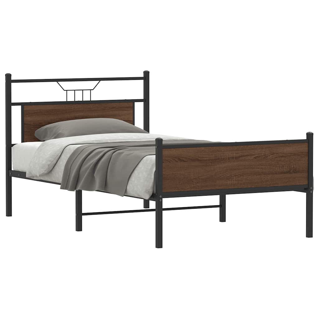 Bettgestell ohne Matratze Braun Eiche 100x200 cm Holzwerkstoff