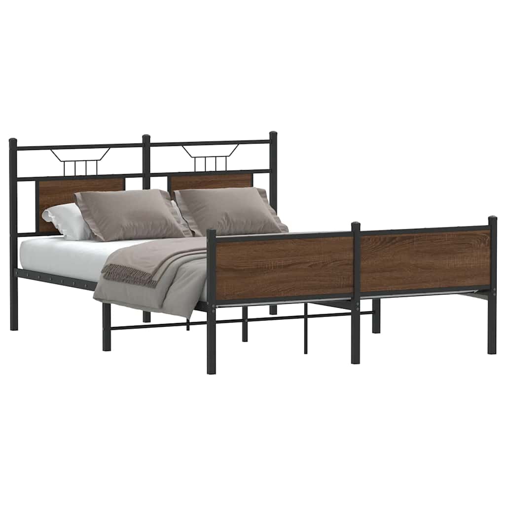Bettgestell ohne Matratze Braun Eiche 140x190 cm Holzwerkstoff