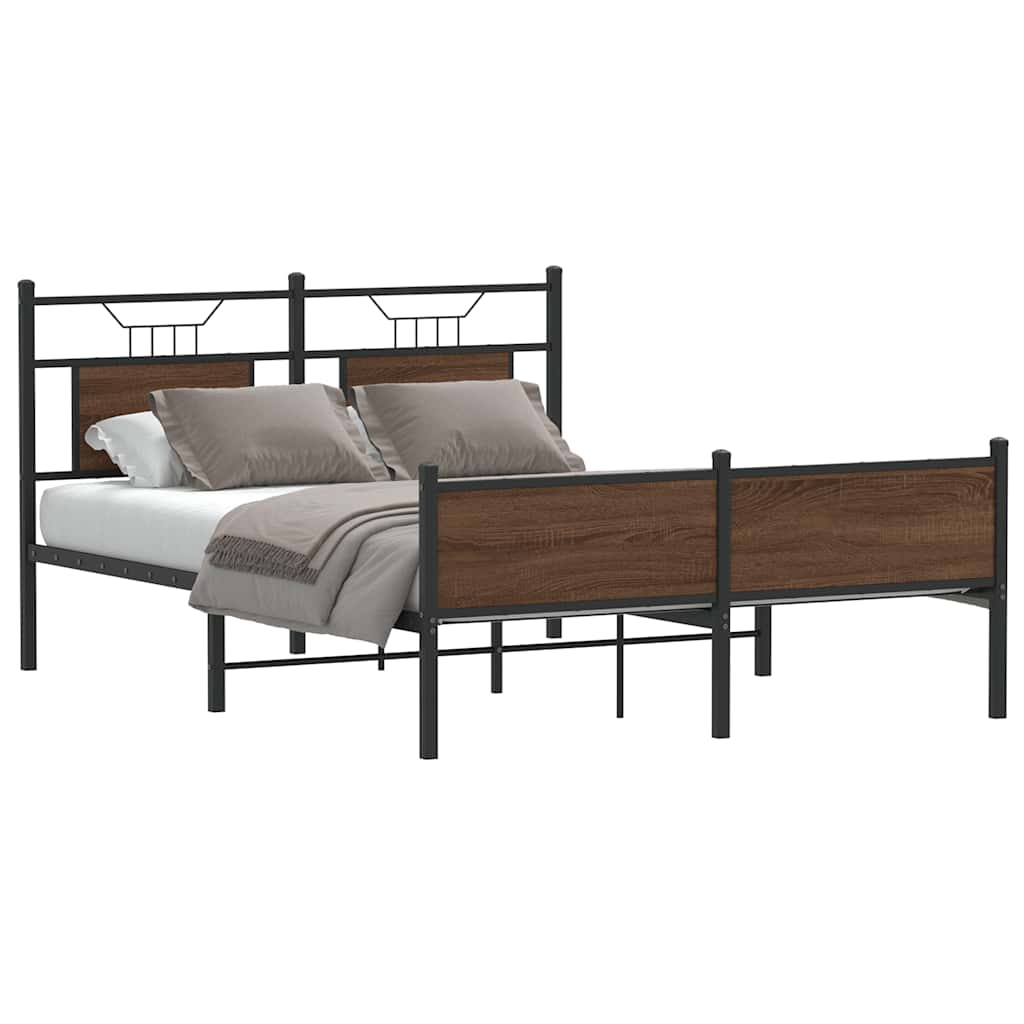 Bettgestell ohne Matratze Braun Eiche 150x200 cm Holzwerkstoff