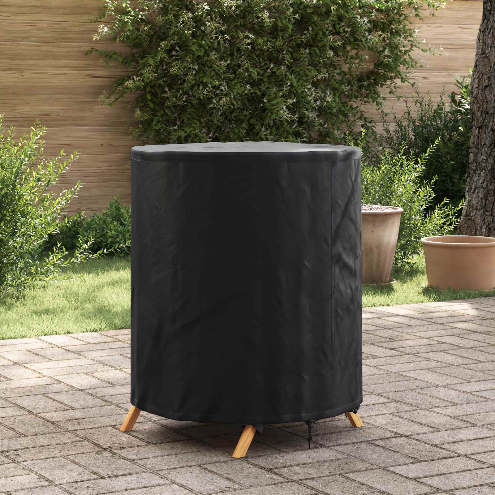 Tischdecken 62 x 62 x 70 cm Stoff Rund Wasserdicht Schwarz
