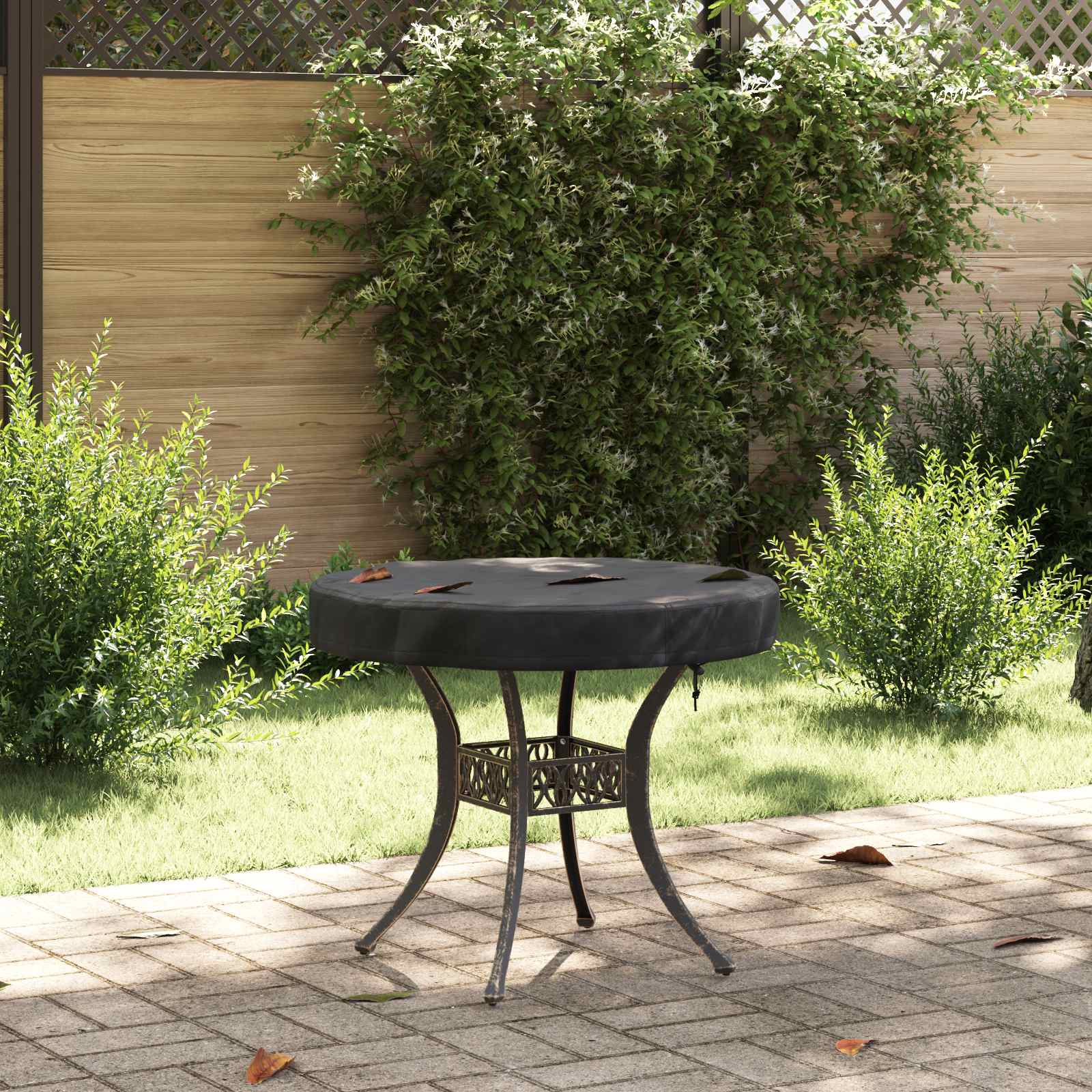 Abdeckung für den Tisch im Freien 72 x 72 x 10 cm Rund Schwarz