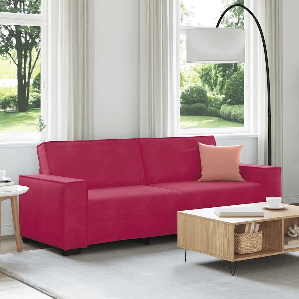 3-Sitzer-Sofa Weinrot 220x78x84 cm Samt