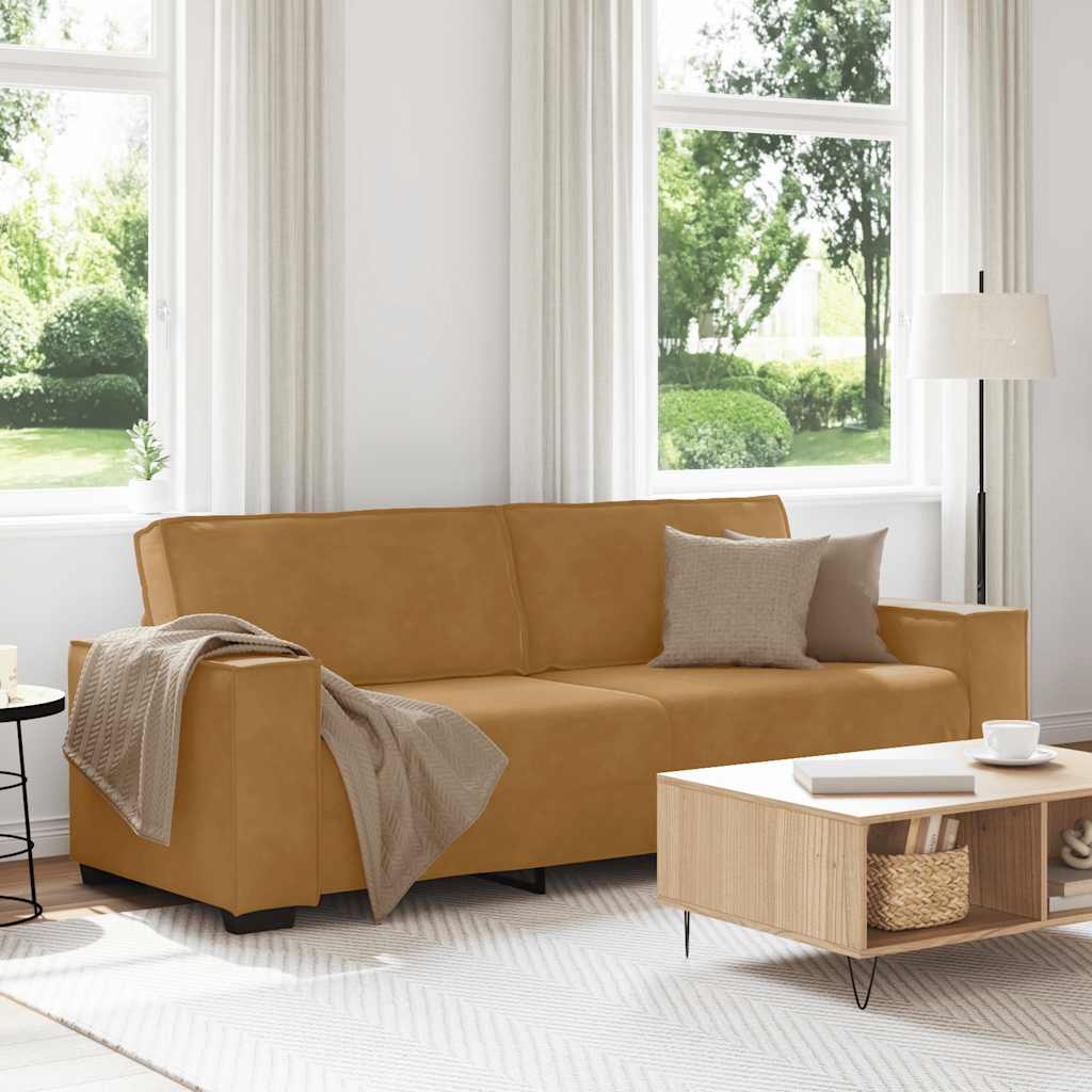 3-Sitzer-Sofa Braun 220x78x84 cm Samt