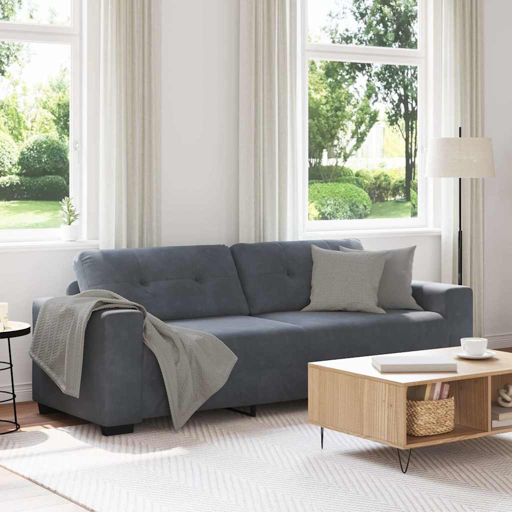 3-Sitzer-Sofa Dunkelgrau 220x78x80 cm Samt