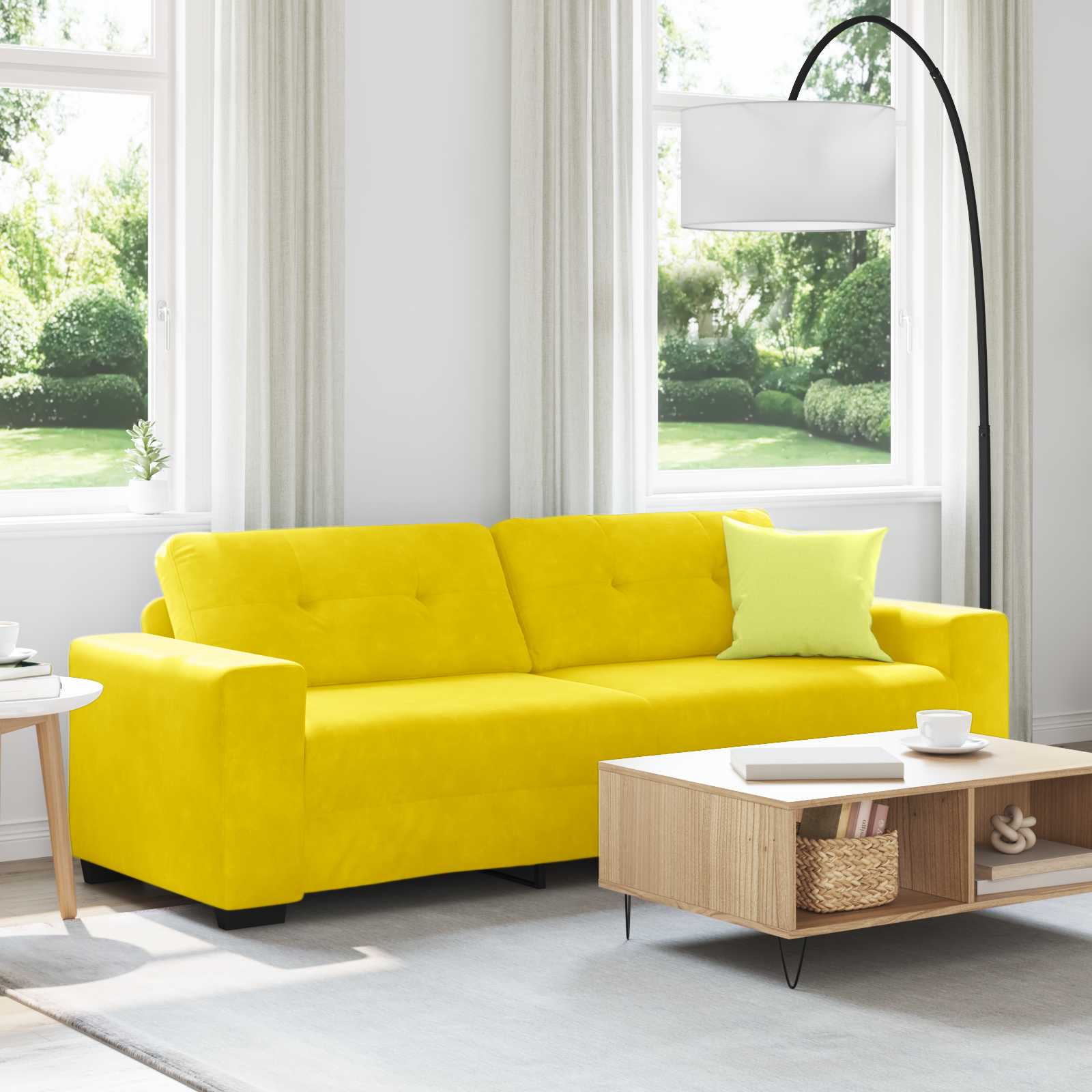 3-Sitzer-Sofa Gelb 220 cm Samt