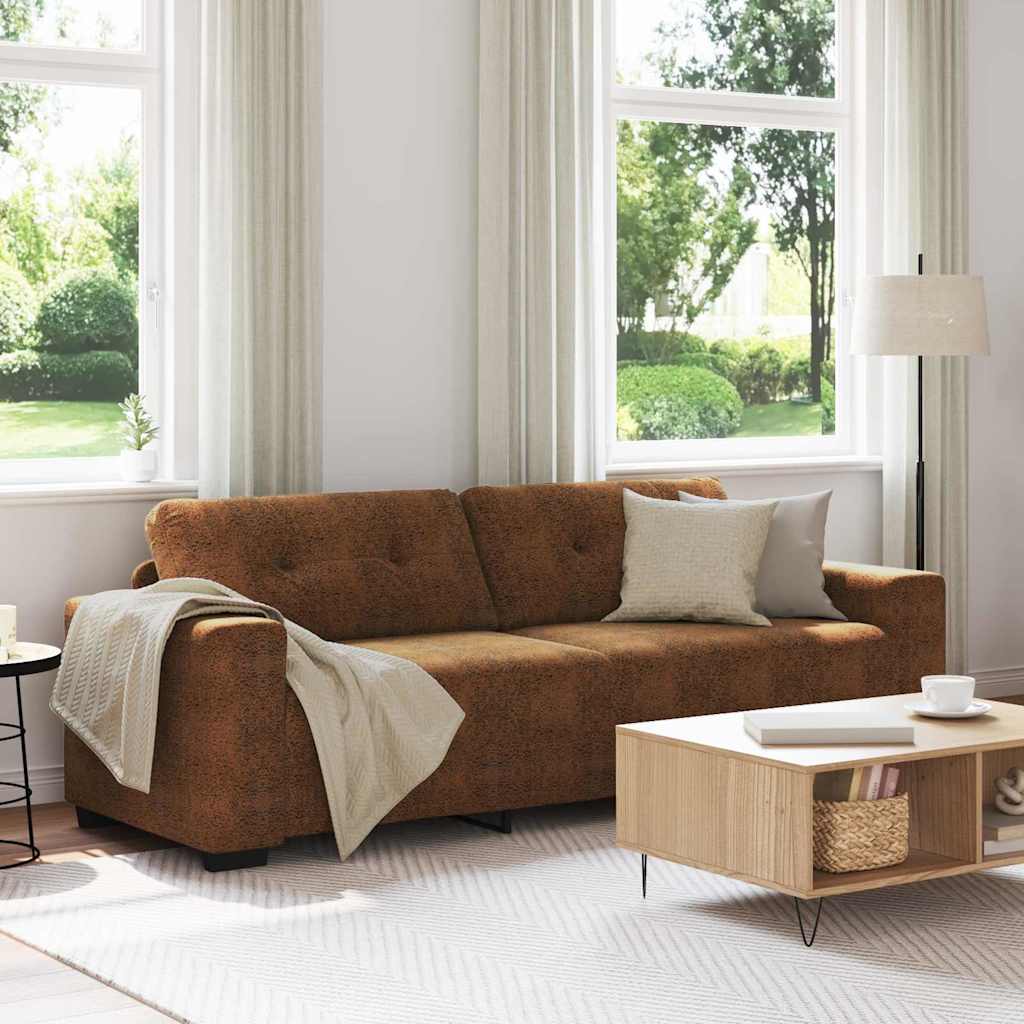 3-Sitzer-Sofa Braun 220 cm Kunstwildleder