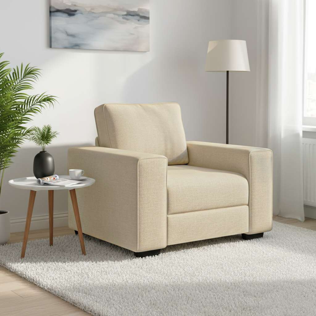 Sessel Creme 100x77x82 cm Stoff
