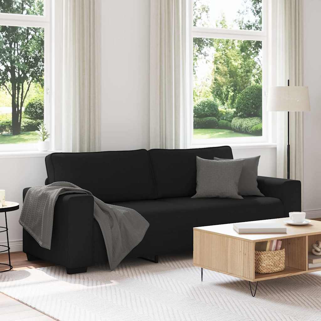 3-Sitzer-Sofa Schwarz 220x77x82 cm Stoff