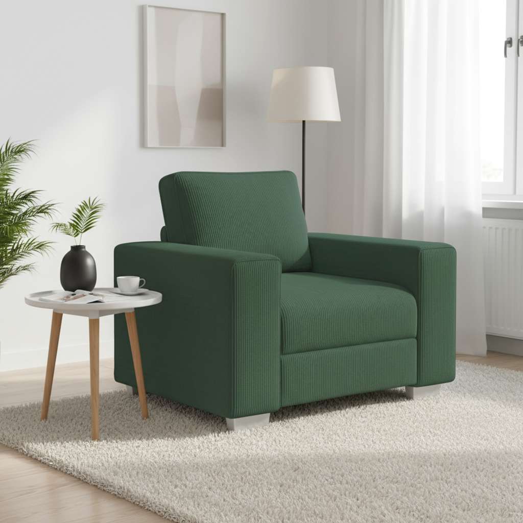 Sessel Dunkelgrün 100x77x82 cm Cordstoff