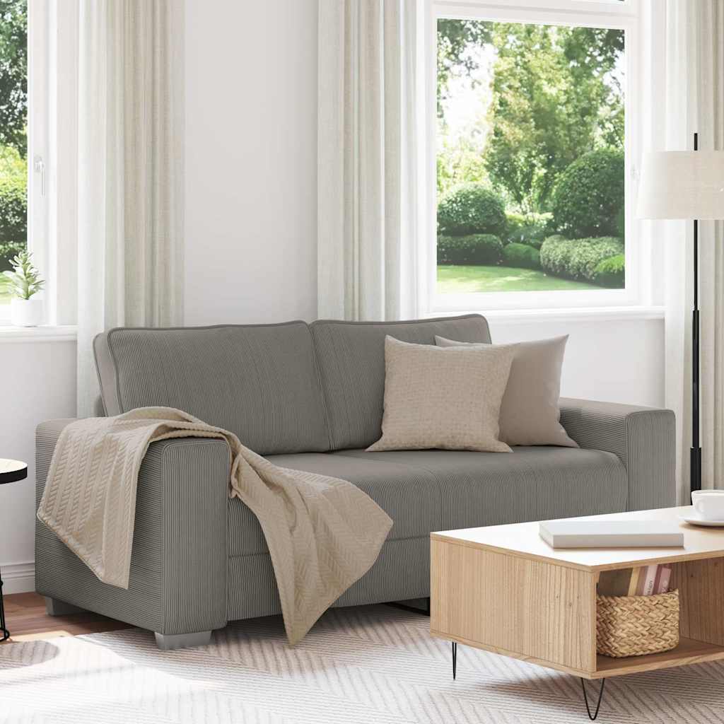 Zweisitzer-Sofa Hellgrau 180x77x82 cm Cordstoff