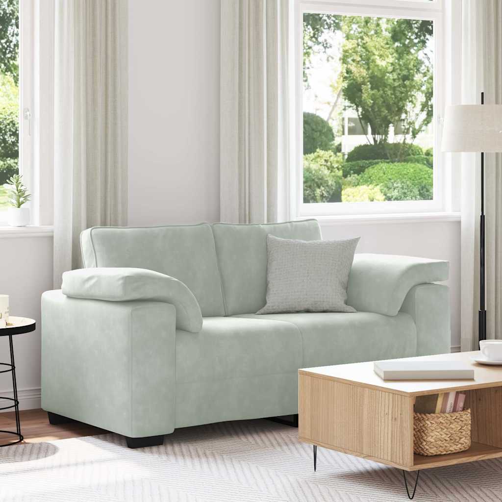 Zweisitzer-Sofa Hellgrau 160x77x82 cm Samt
