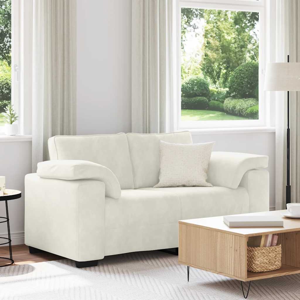 Zweisitzer-Sofa Creme 160x77x82 cm Samt