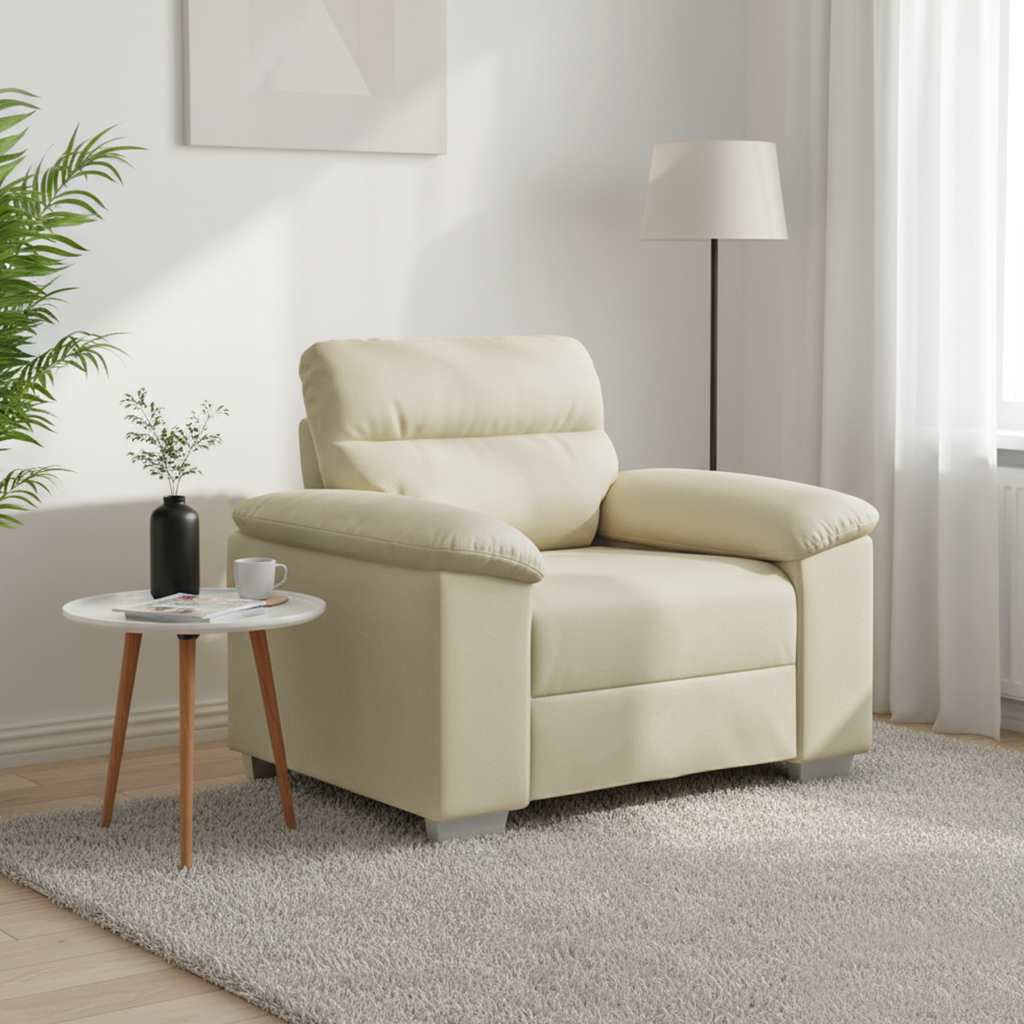 Sessel Creme 100x81x84 cm Kunstleder