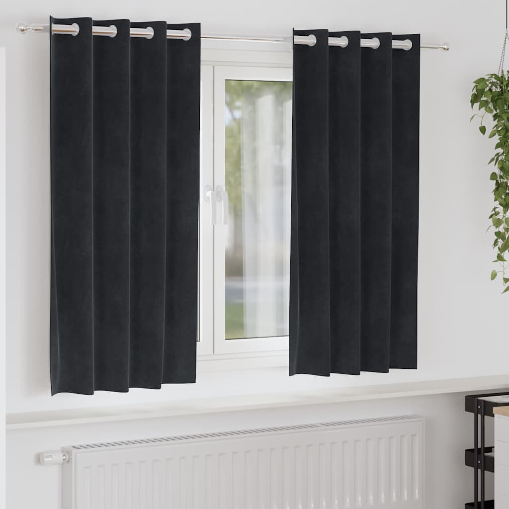 Verdunkelungsvorhänge 2 stk. Schwarz 140 x 175 cm Samt