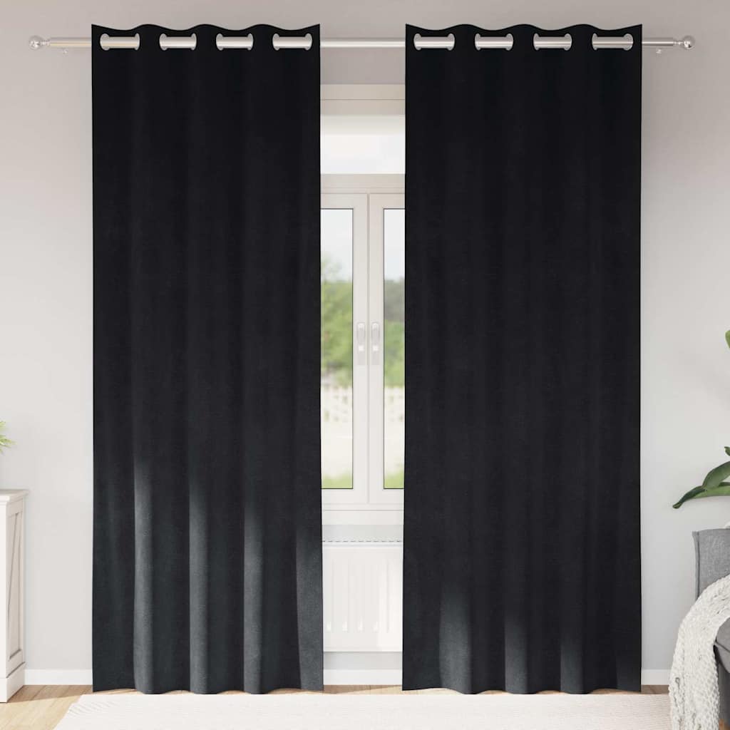Verdunkelungsvorhänge 2 stk. Schwarz 140 x 225 cm Samt