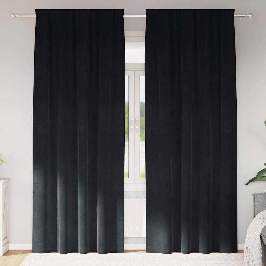 Verdunkelungsvorhänge 2 stk. Schwarz 140 x 225 cm Samt