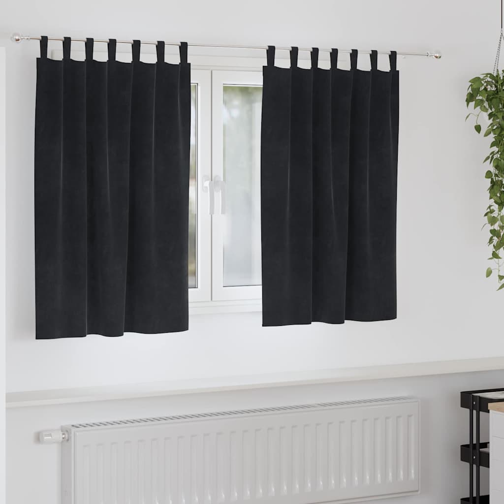 Verdunkelungsvorhänge 2 stk. Schwarz 140 x 140 cm Samt