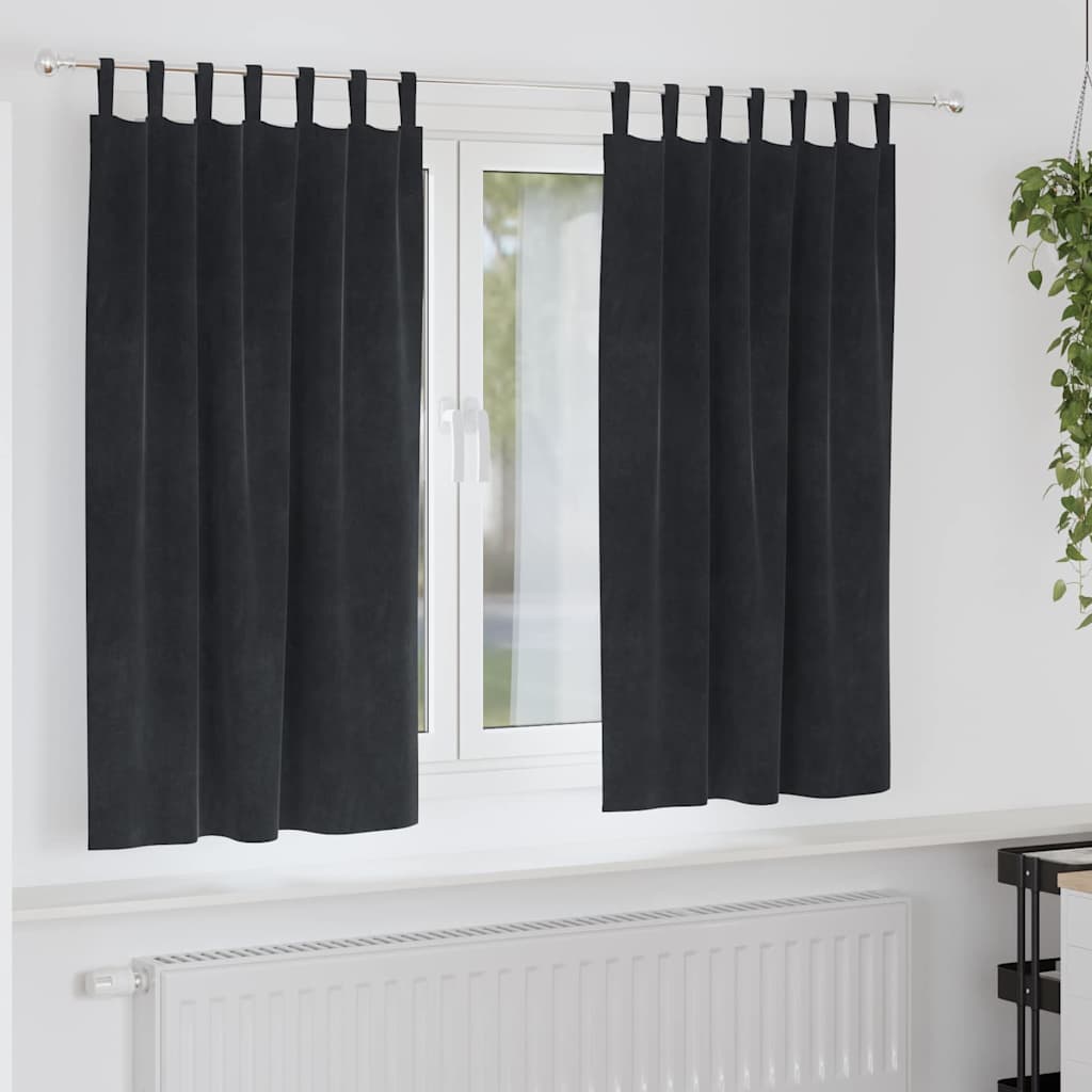Verdunkelungsvorhänge 2 stk. Schwarz 140 x 175 cm Samt