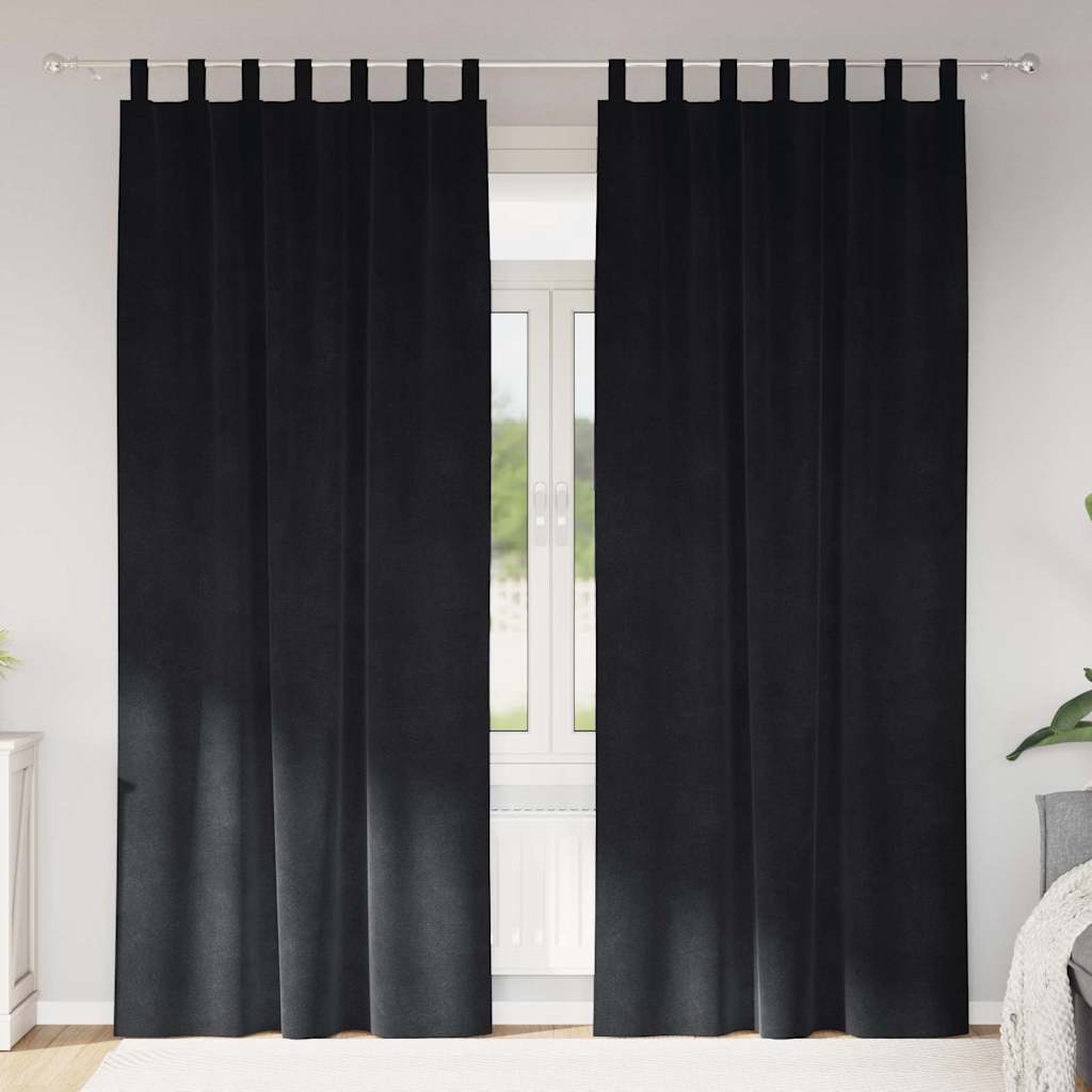 Verdunkelungsvorhänge 2 stk. Schwarz 140 x 260 cm Samt