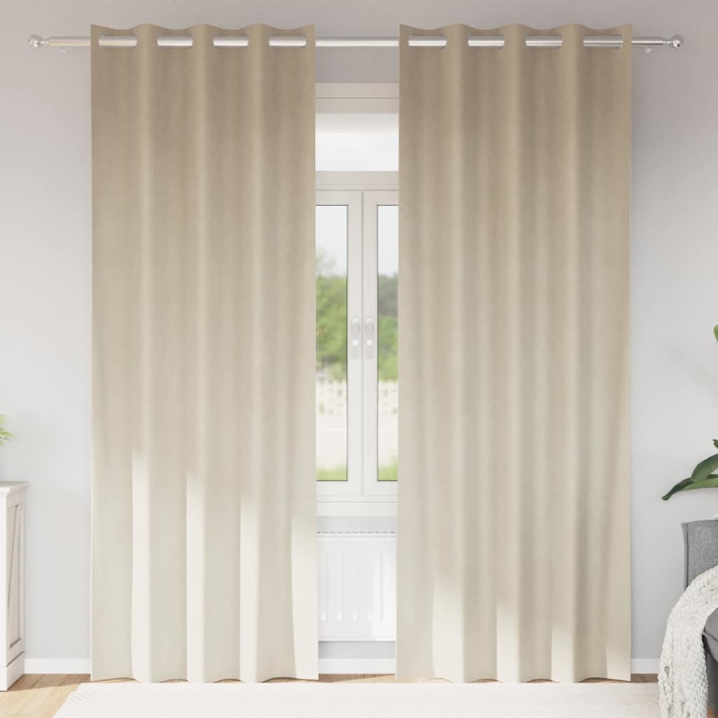 Verdunkelungsvorhänge 2 stk. Creme 140 x 225 cm Samt