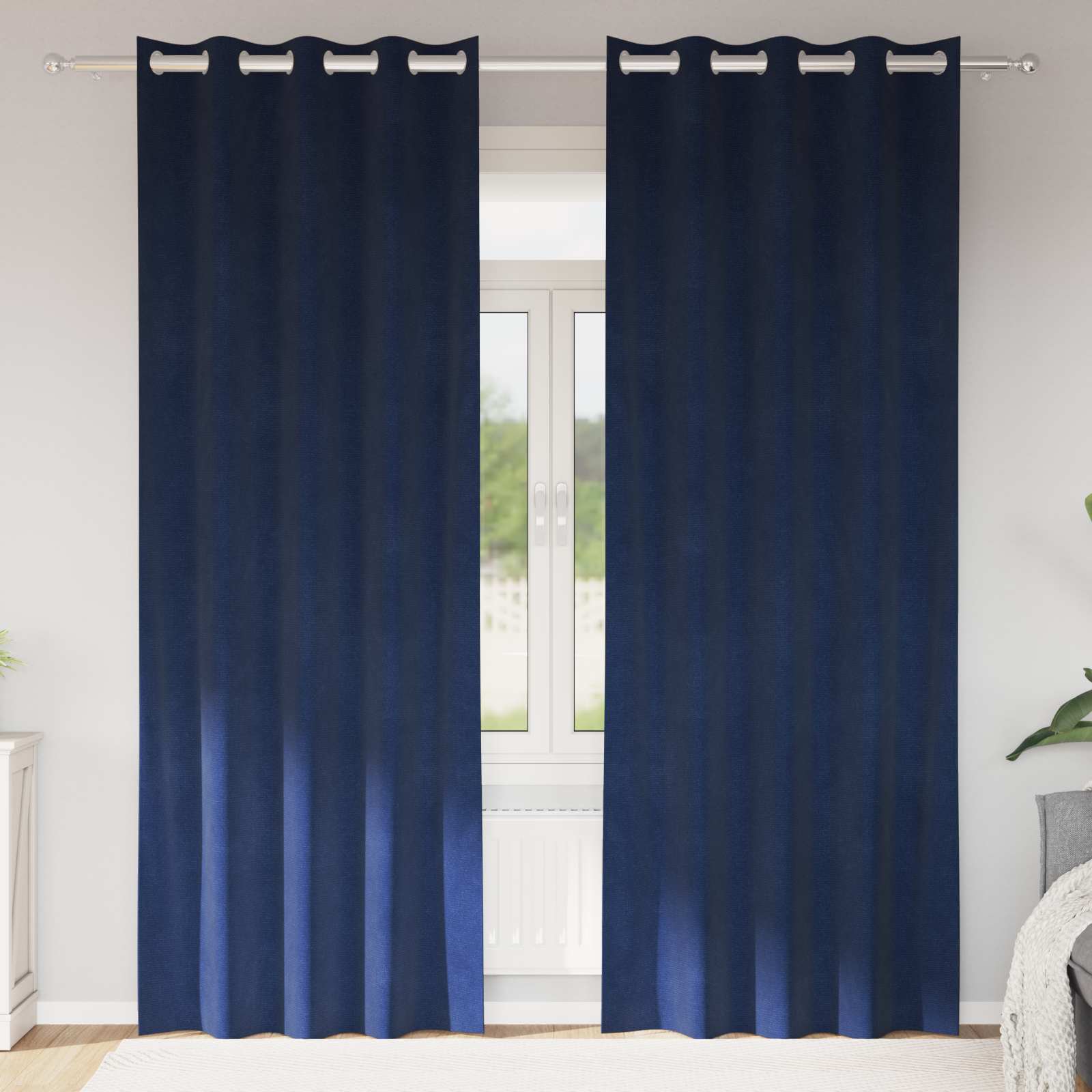 Verdunkelungsvorhänge 2 stk. Dunkelblau 140 x 225 cm Samt