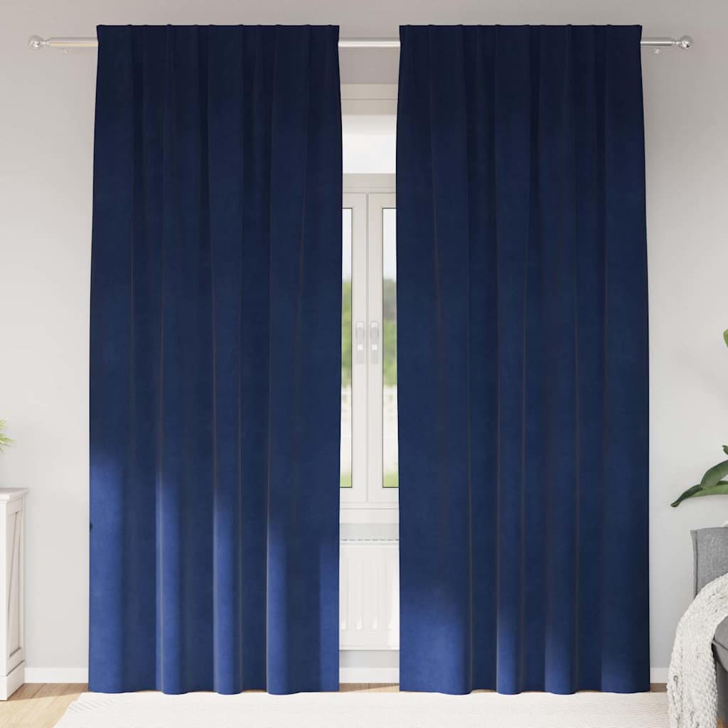 Verdunkelungsvorhänge 2 stk. Dunkelblau 140 x 245 cm Samt