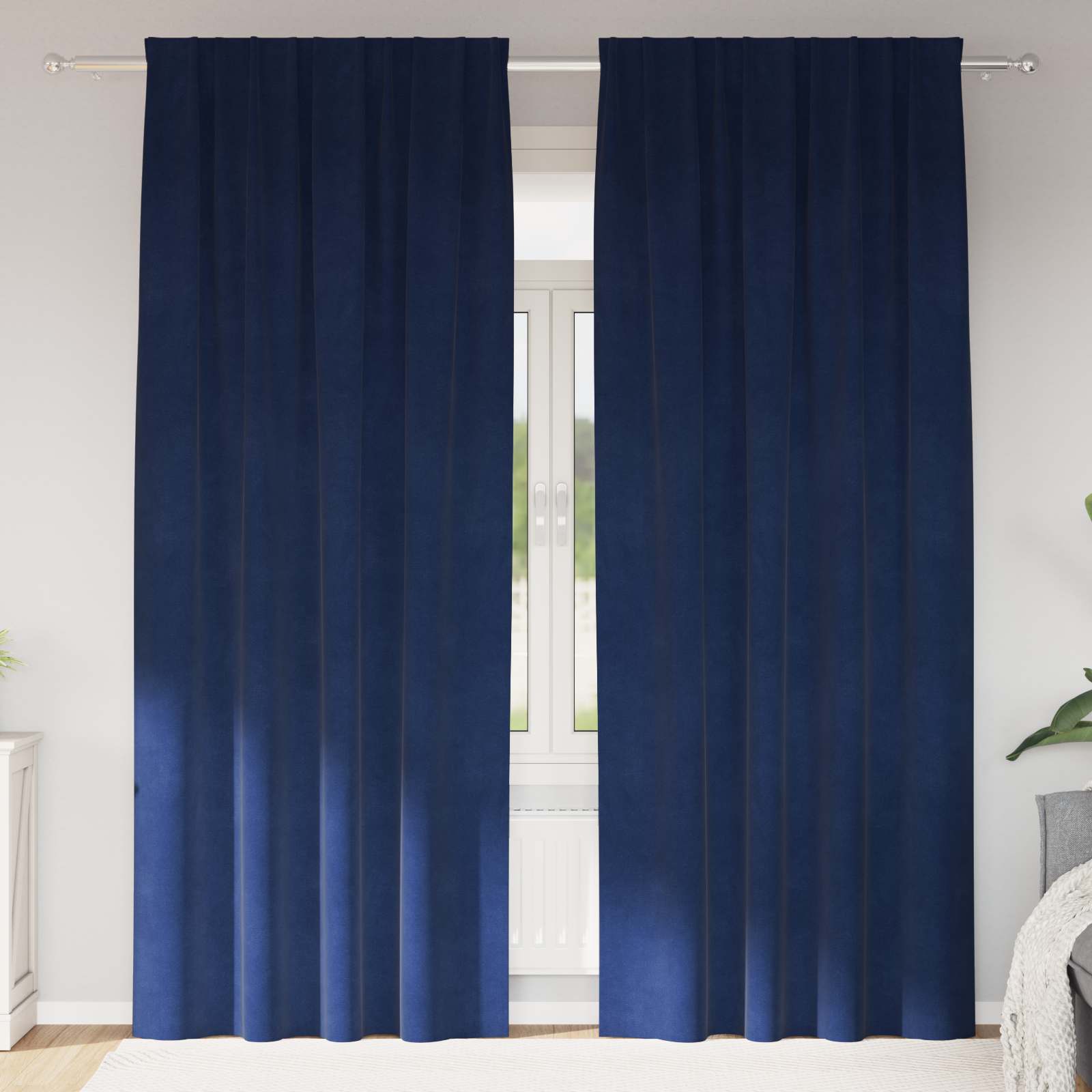 Verdunkelungsvorhänge 2 stk. Dunkelblau 140 x 260 cm Samt