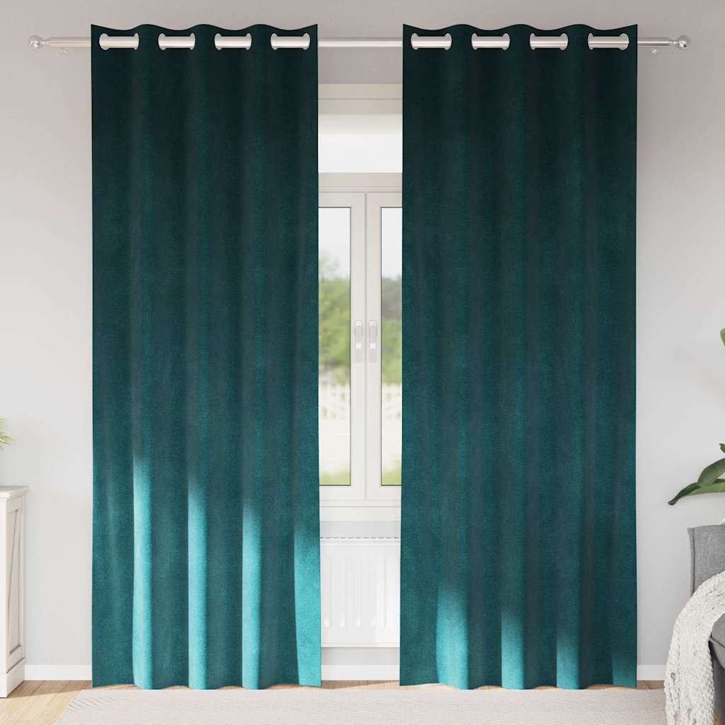 Verdunkelungsvorhänge 2 stk. Dunkelgrün 140 x 225 cm Samt