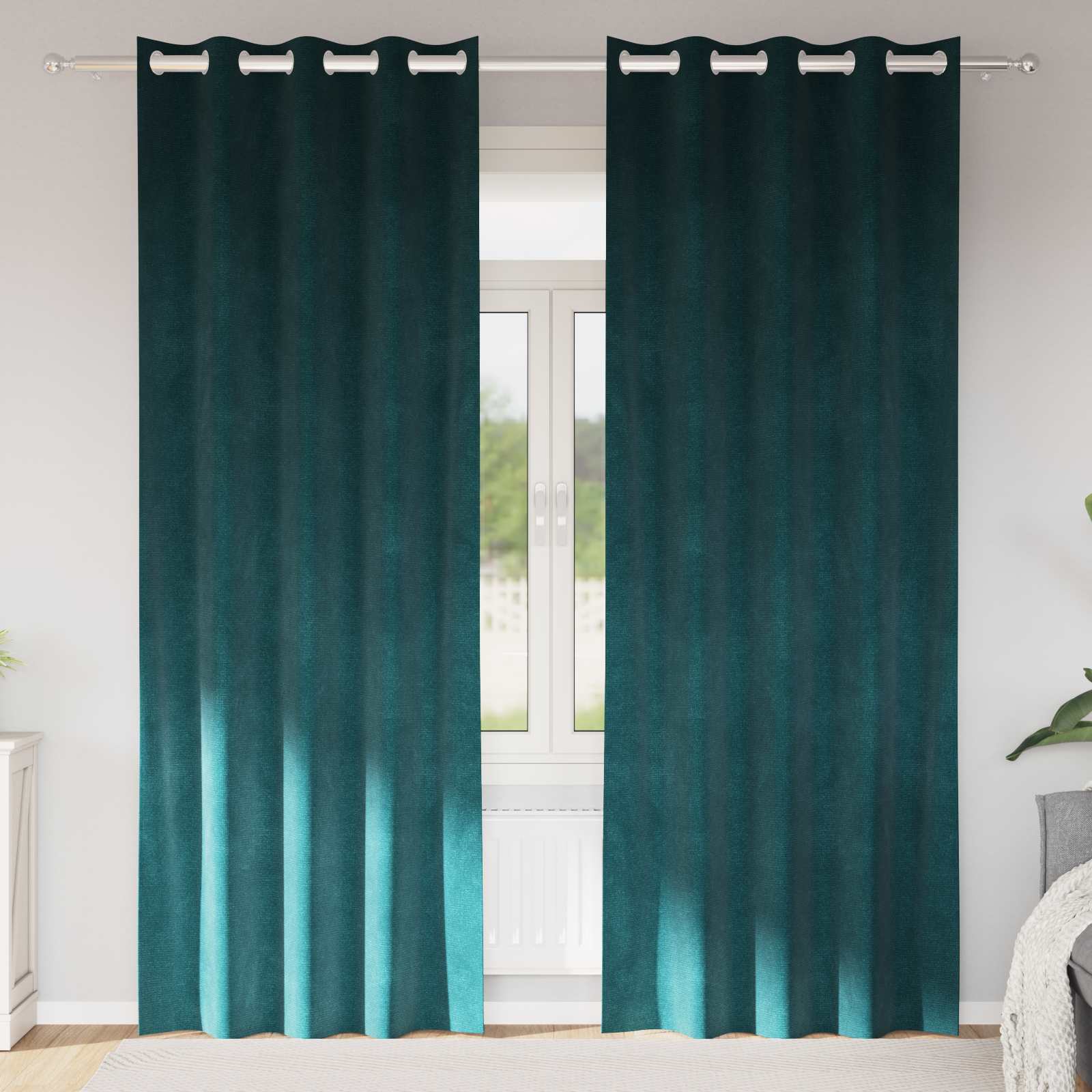 Verdunkelungsvorhänge 2 stk. Dunkelgrün 140 x 245 cm Samt