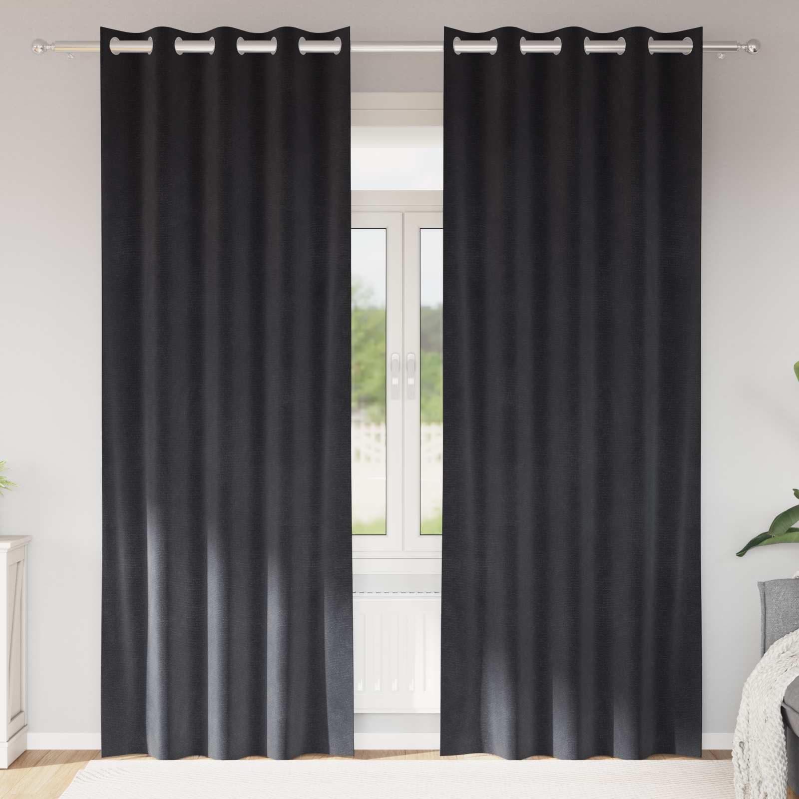 Verdunkelungsvorhänge 2 stk. Dunkelgrau 140 x 245 cm Samt
