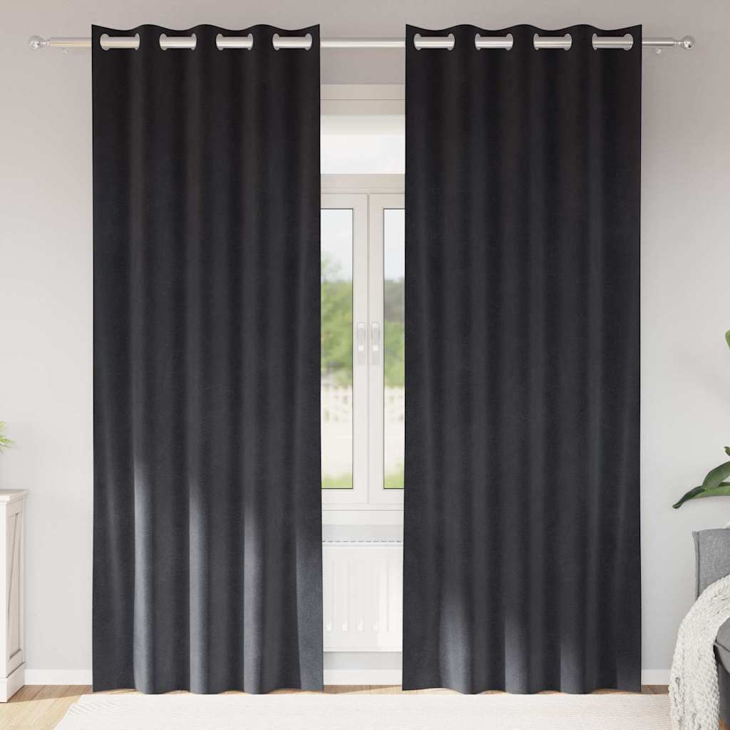 Verdunkelungsvorhänge 2 stk. Dunkelgrau 140 x 260 cm Samt